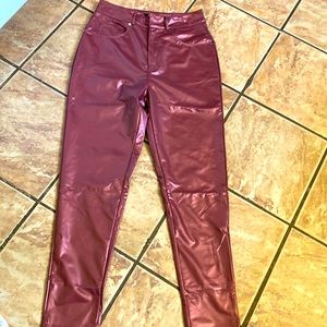 Chicme shiny leather maroon pants.